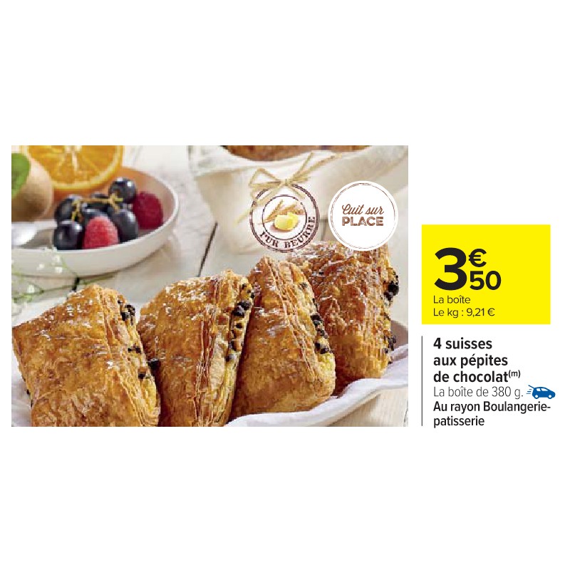 4 suisses aux pépites de chocolat CARREFOUR Cora Apéro