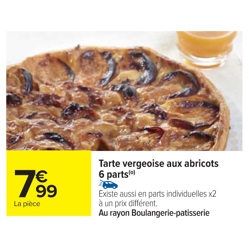 Tarte vergeoise aux abricots 6 parts Cora Apéro