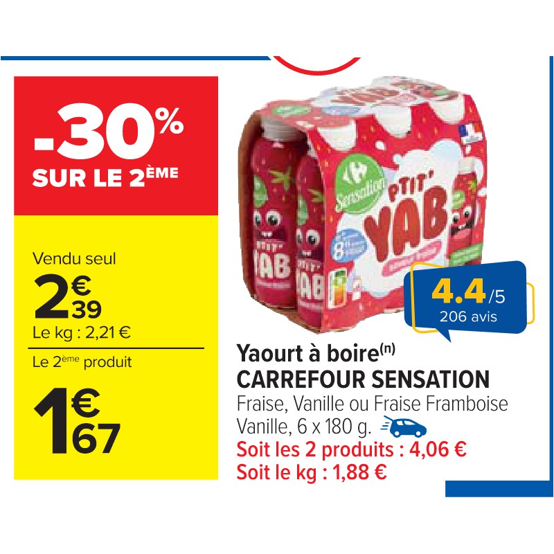 Yaourt à boire CARREFOUR SENSATION