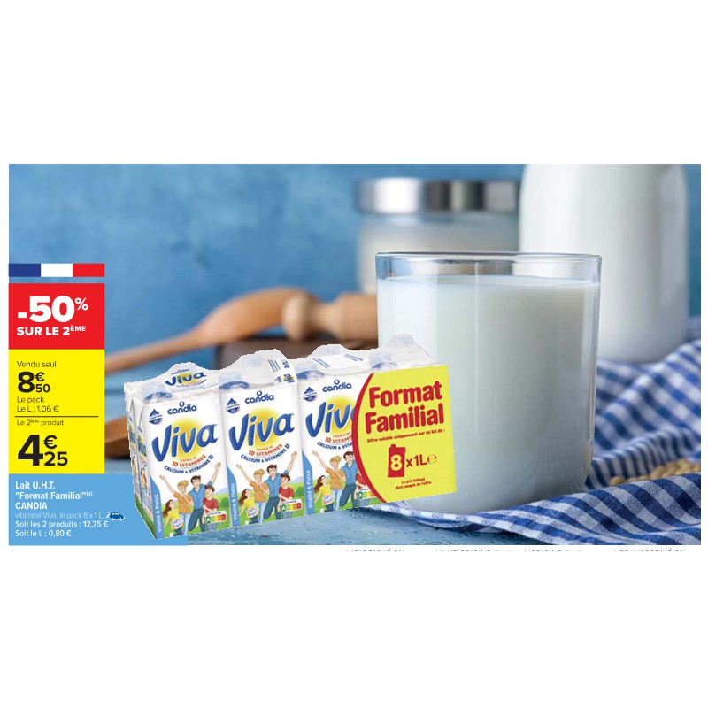 Lait U.H.T. ''Format Familial'' CANDIA Cora Apéro