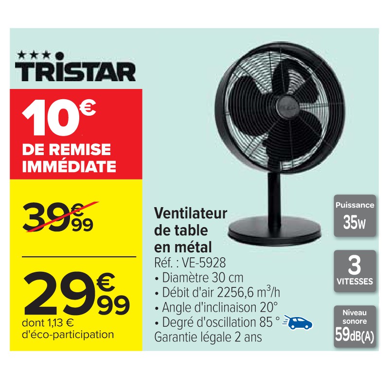 Ventilateur de table en métal TRISTAR Cora Apéro