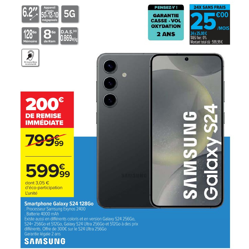 Smartphone Galaxy S24 128Go SAMSUNG Cora Apéro