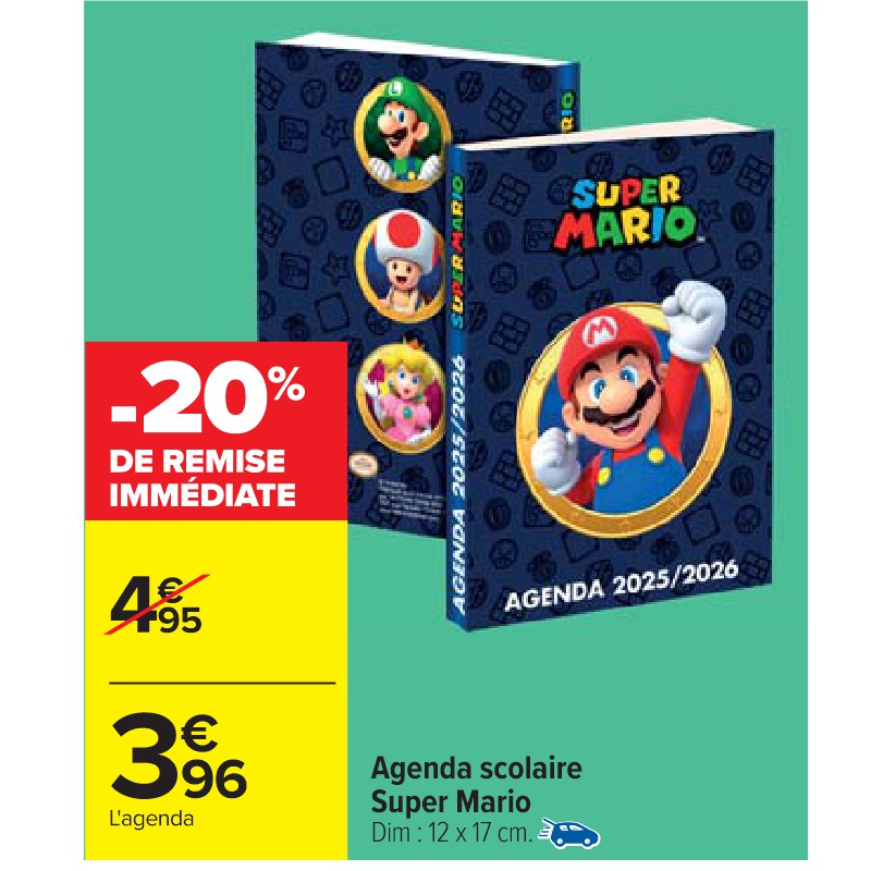 Agenda scolaire Super Mario Cora La rentrée à petit prix