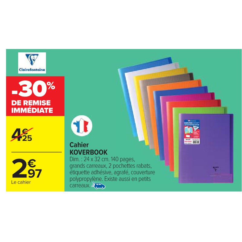 Cahier KOVERBOOK CLAIREFONTAINE Cora La rentrée à petit prix