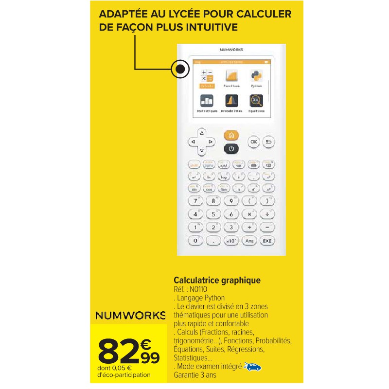Calculatrice graphique NUMWORKS Cora La rentrée à petit prix