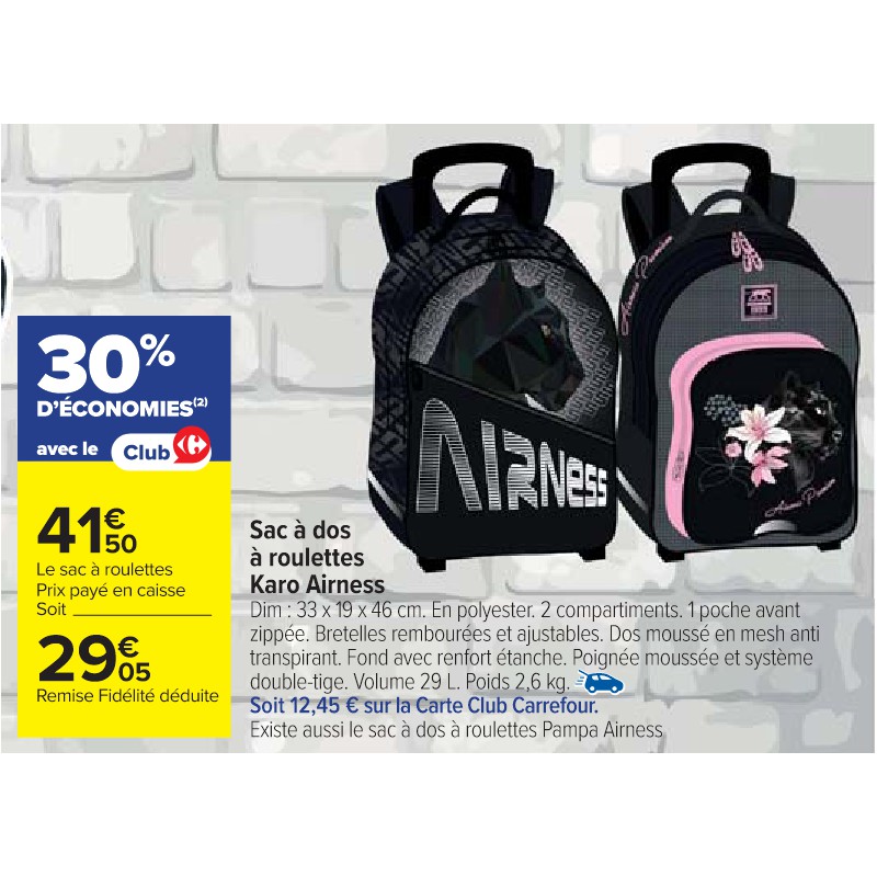 Sac à dos à roulettes Karo Airness AIRNESS Cora La rentrée à petit prix