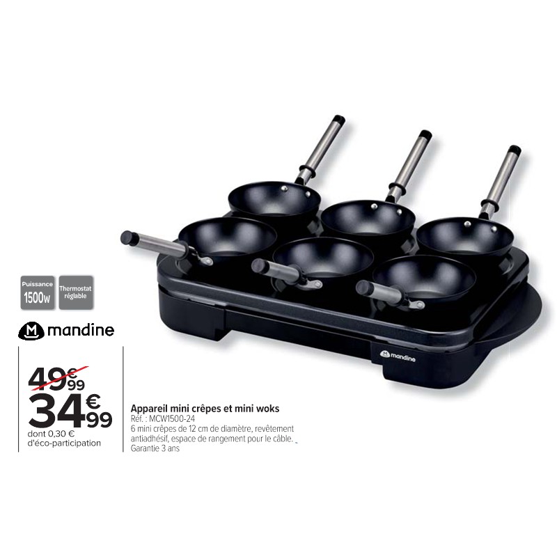 Appareil mini crêpes et mini woks MANDINE