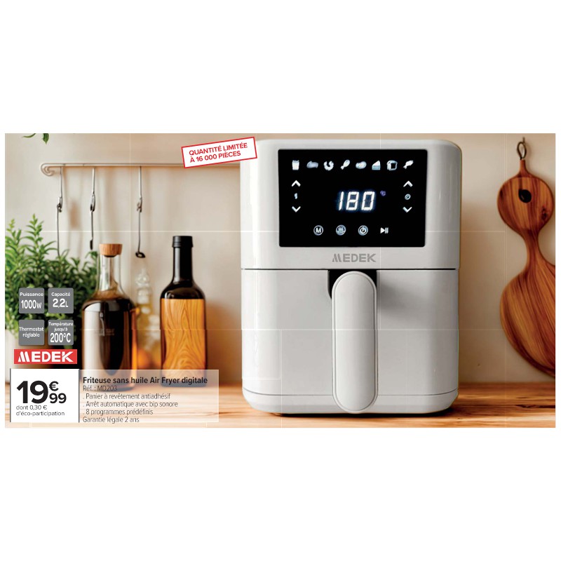 Friteuse sans huile Air Fryer digitale MEDEK Cora Arrivages massifs