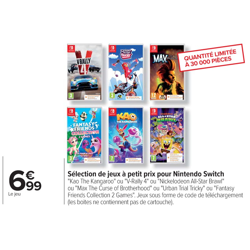 Sélection de jeux à petit prix pour Nintendo Switch